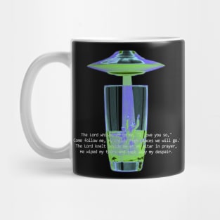 Collage art with street art style about religion and UFO (GOD) T-Shirt Mug